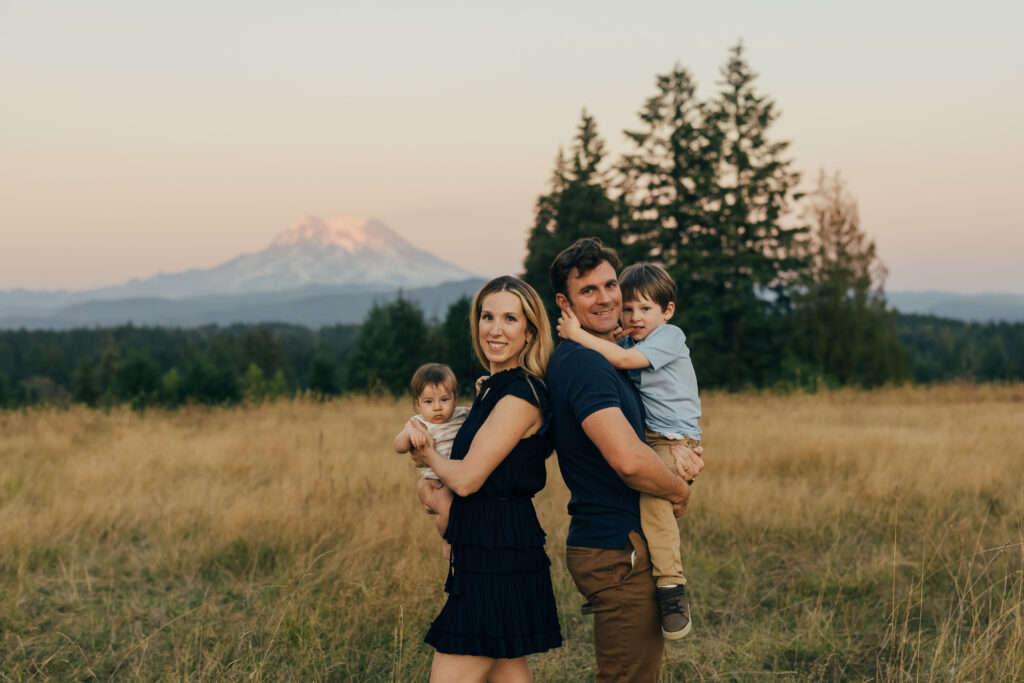 Move to JBLM Family Picture Mount Rainier view